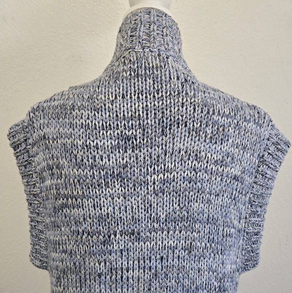 L'AGENCE Knit Cardigan Sweater Open Front Sleeveless Blue Gray Medium - Picture 7 of 13